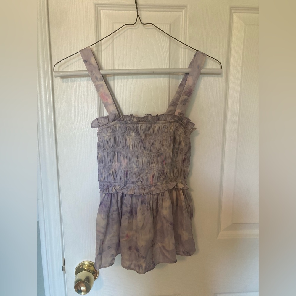 J. Crew smocked lilac tank top
